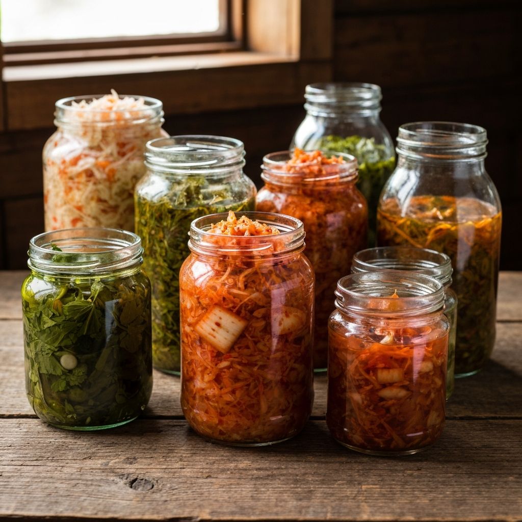 Aliments fermentés naturels dans des bocaux